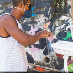 street artist painting